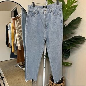✨ Rhinestone Studded Jeans |Raw Hem Light Wash Sz 11/30 |Simple Society